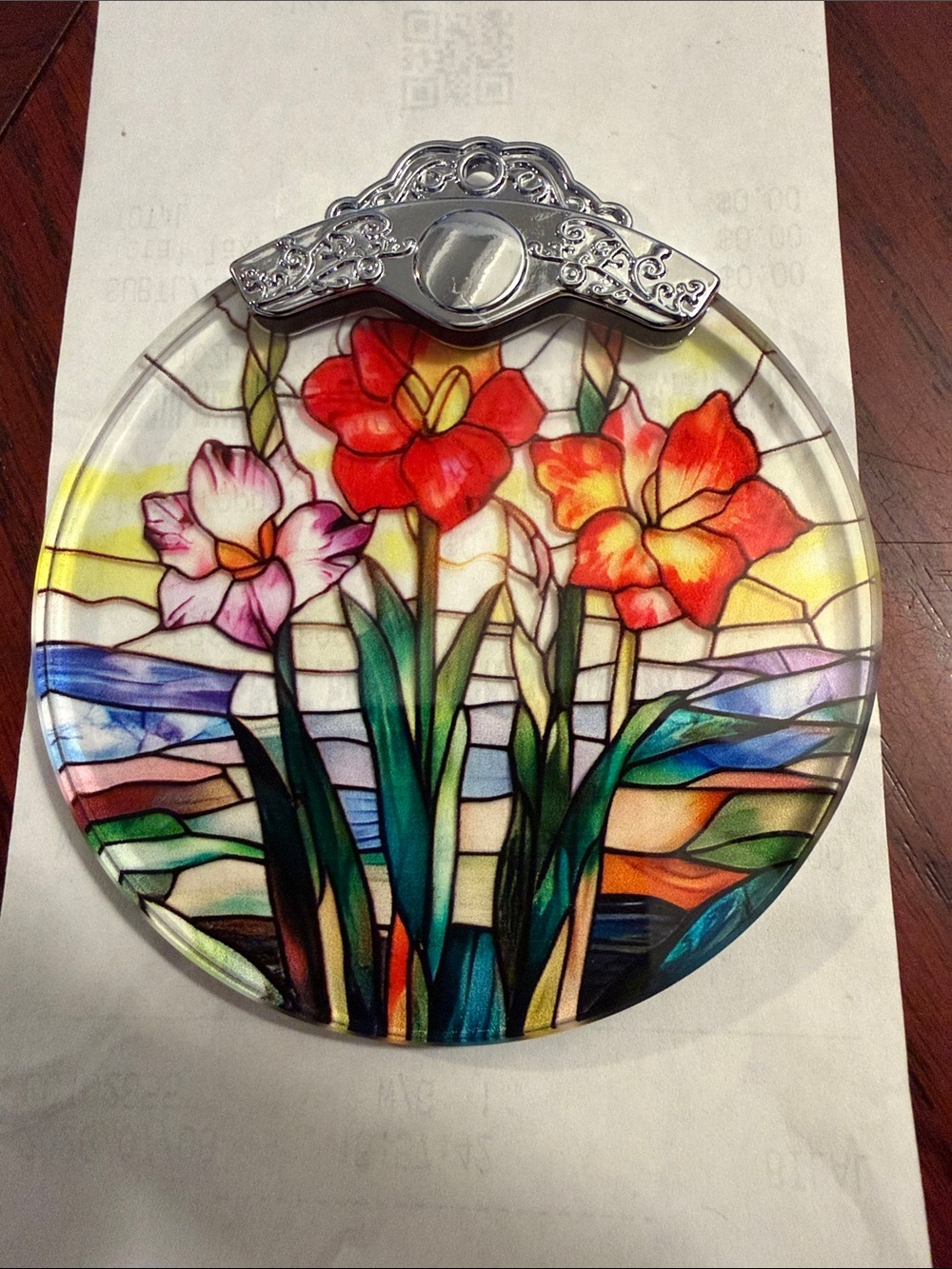 ✴️New✴️August Birth Flower Stained Glass Floral Round Suncatcher (2/$15)